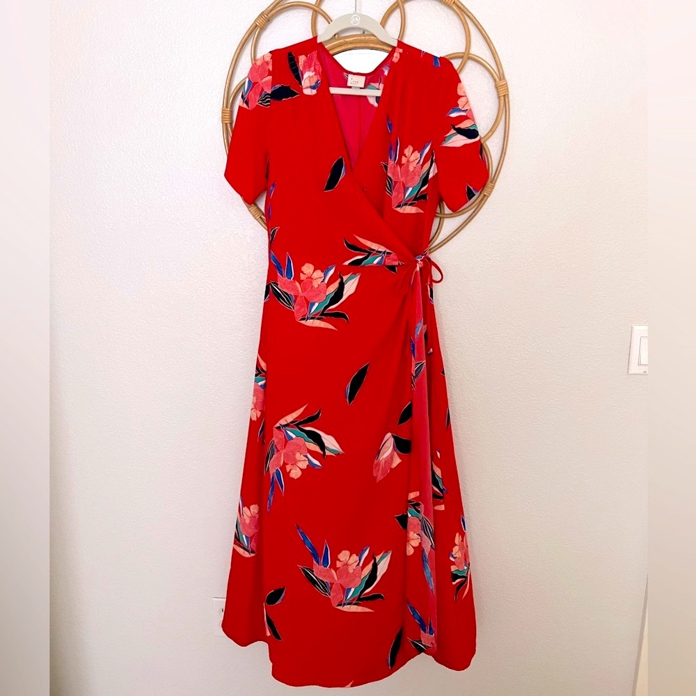 A New Day by Target Red Tropical Wrap Dress